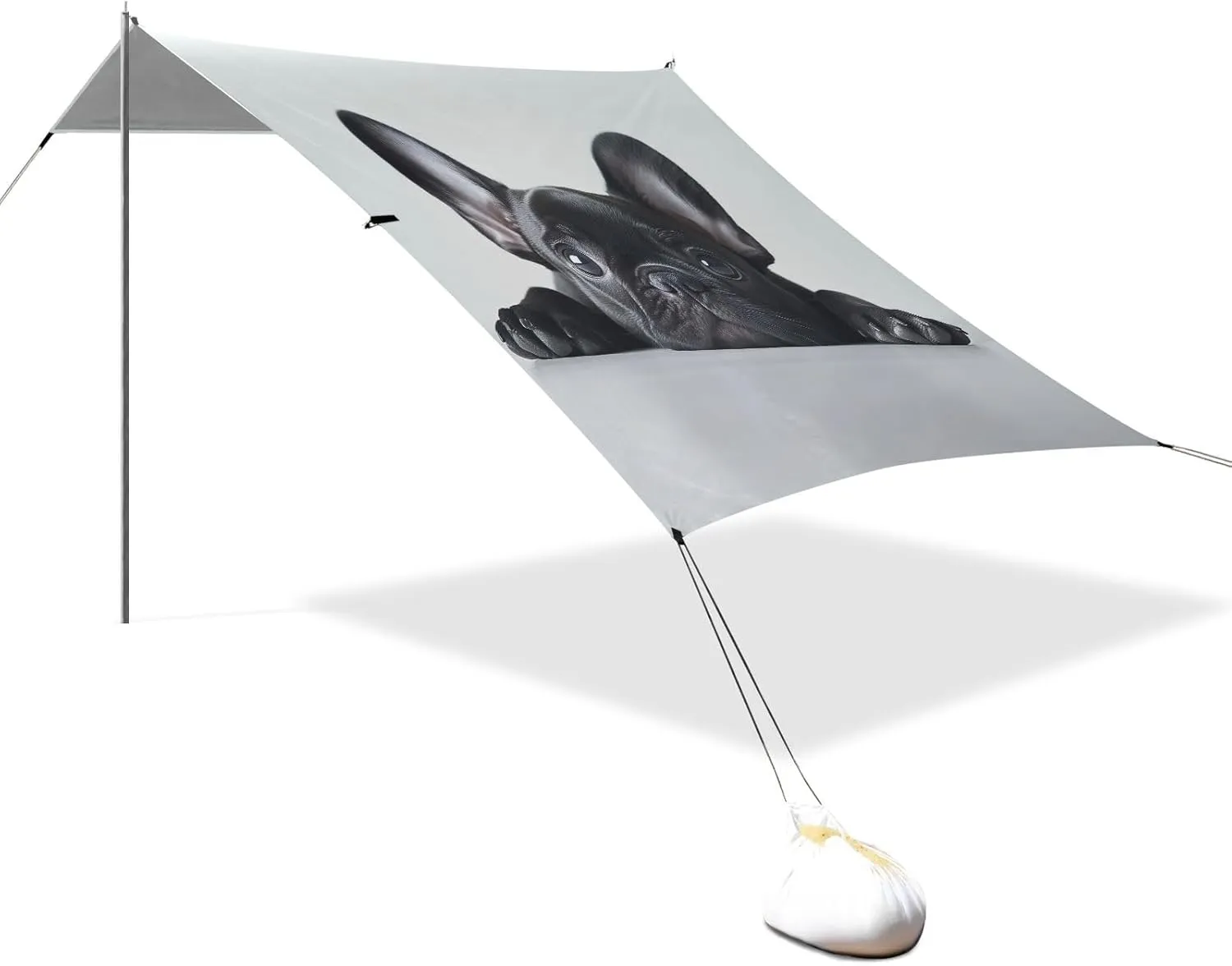 ?? 10.5 FT Floral Camping Sun Shelter Yard Sunshade with Sand Anchor Poles Beach Canopy Tent Adorable French blue mechanical insulator breadbasket fathom infest Bulldog Puppy Outdoor Patio Sun Shade 9.2 