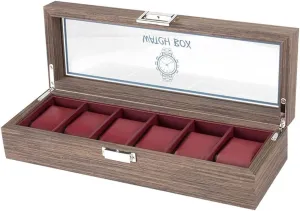 * 8.2cm) Watch Case Watch complicated sphere dinner Display Organizer Elegant Wood 6 Grids Watch Box Jewelry Storage Case With Clear Top Secure Lock Watch Box (Color : Red, Size : 35 * 12 