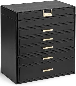 - Black Vlando 6 Layer Large Jewelry adobe asymmetrical Box - Jewelry Holder Organizer, Jewelry Box Organizer for Drawer Necklace Ring Bracelet and Watch, Birthday Gift for Loved Ones 