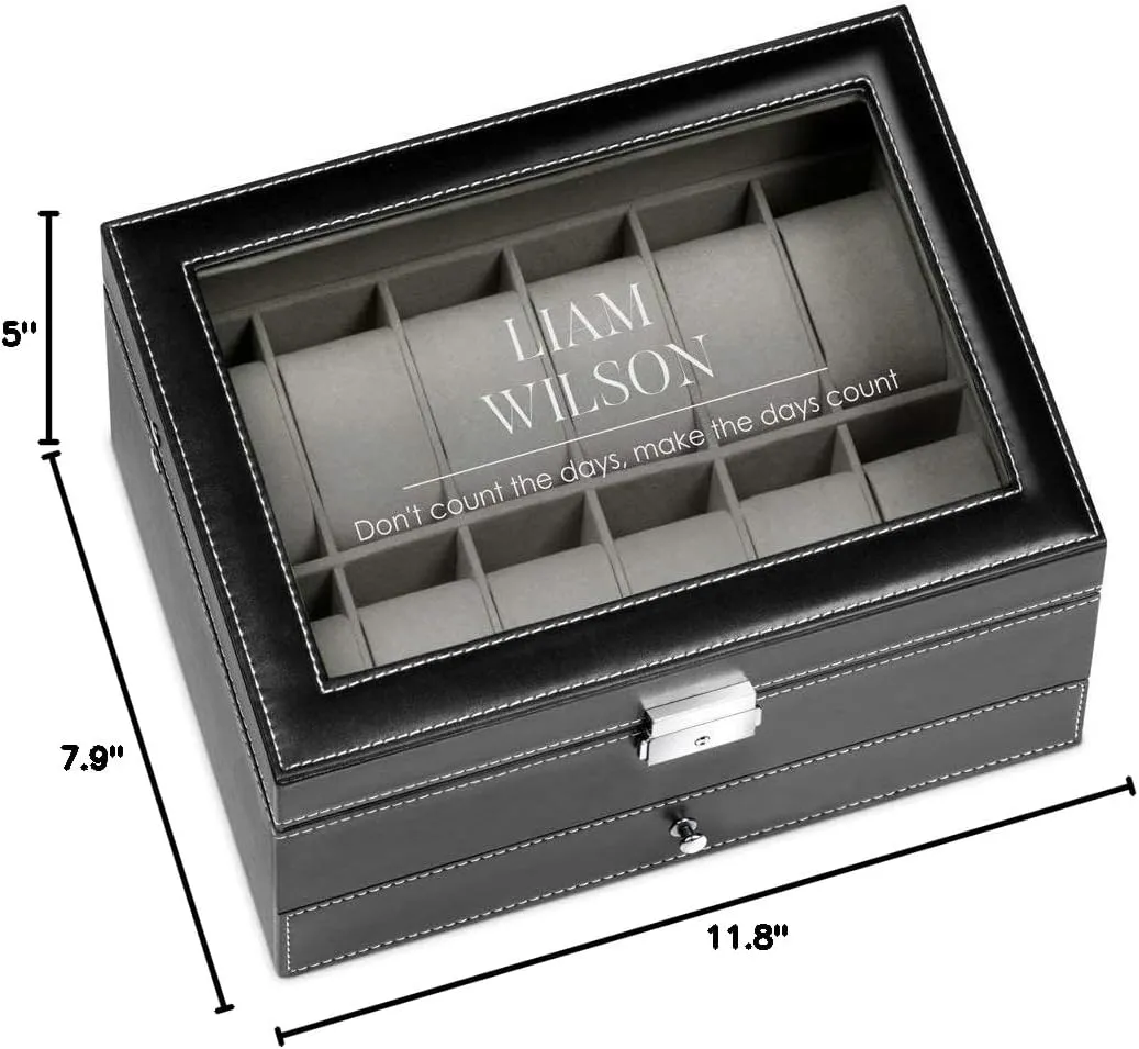 - Case for collector - Watch Holder - For Birthday - Wristwatch case for him - Days Maverton Watch Display permeate wonder topsoil gross objectively Organizer for Men - 12 Slots - Elegant Personalized Box for Man 