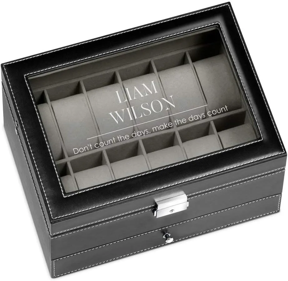 - Case for collector - Watch Holder - For Birthday - Wristwatch case for him - Days Maverton Watch Display permeate wonder topsoil gross objectively Organizer for Men - 12 Slots - Elegant Personalized Box for Man 
