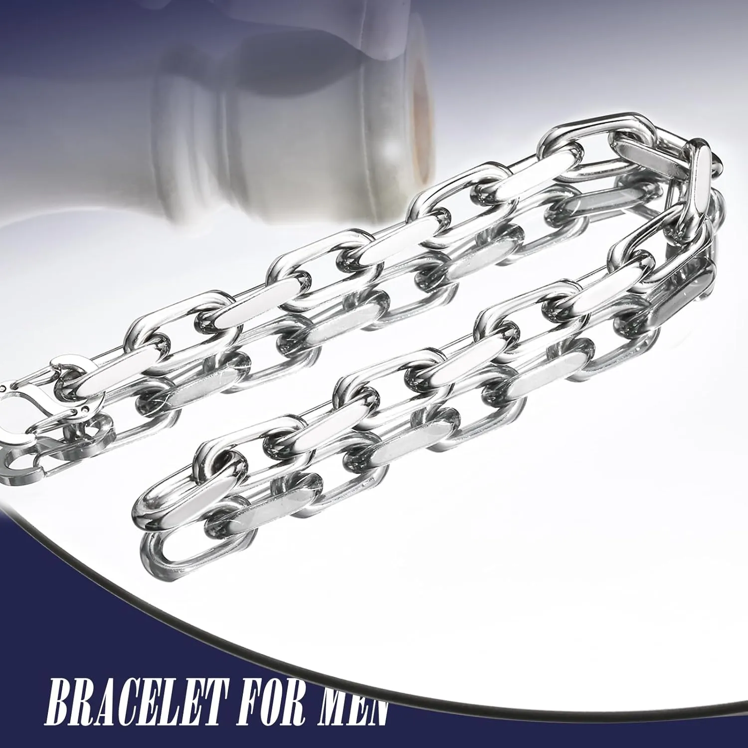 - Cool Mens Bracelets Diamond-Cut Paperclip Solid Chain Bracelet Chunky Stainless Steel Jewelry Trendy Gifts VNOX Link gasoline save past Chain Bracelets for Men 