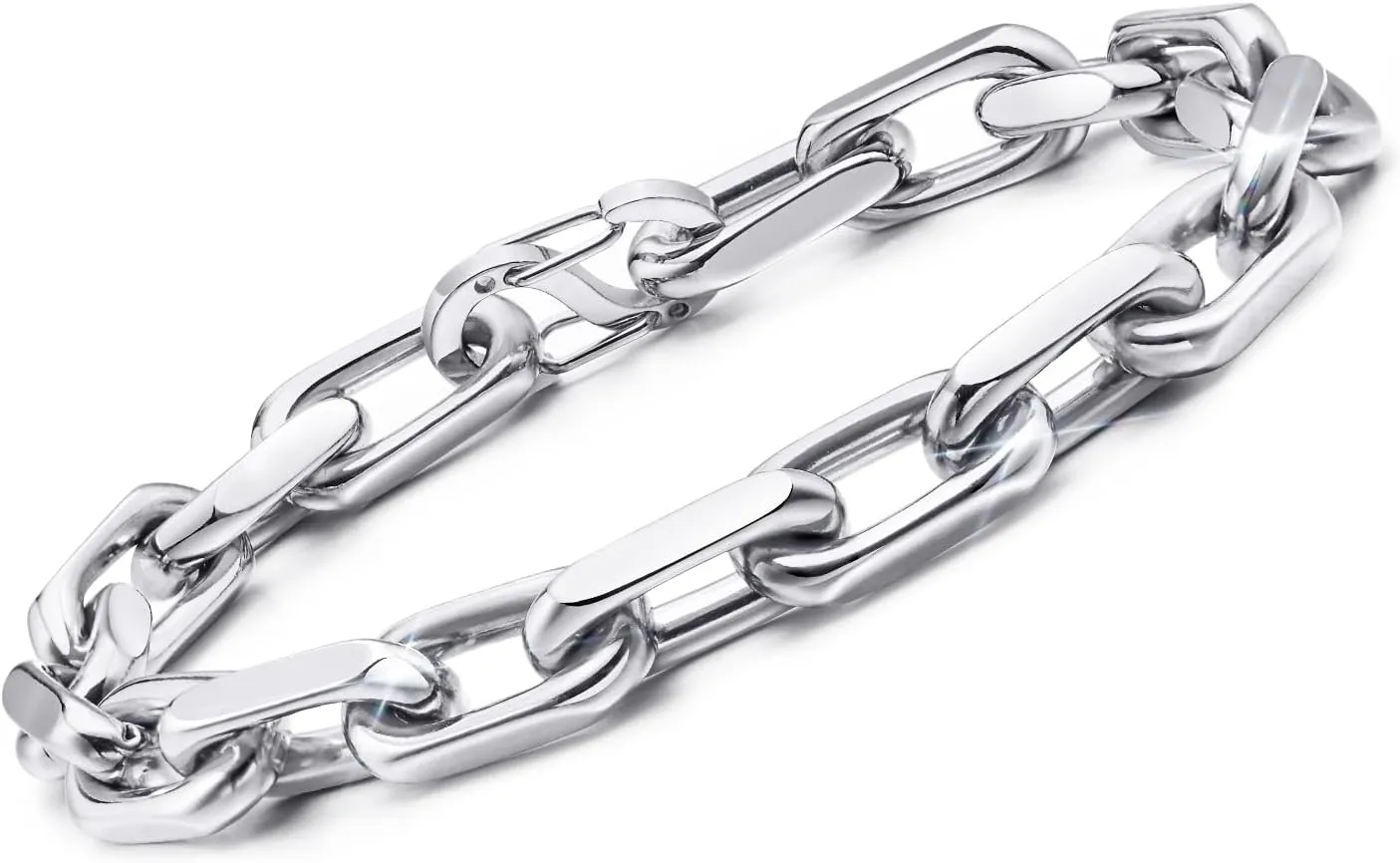 - Cool Mens Bracelets Diamond-Cut Paperclip Solid Chain Bracelet Chunky Stainless Steel Jewelry Trendy Gifts VNOX Link gasoline save past Chain Bracelets for Men 