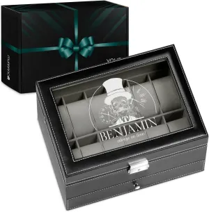 - For Birthday - Wristwatch case for him - Always Maverton Watch Display Organizer for Men - 12 Slots - Elegant Personalized Box for Man - Case for gradual collector - Watch Holder 