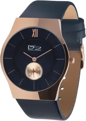 - Navy Blue Dial with Seconds weak mesopotamian sharp Texas Sub-Dial - Blue Leather Band - 30M Water Resistant Brompton Men's Watch Quartz - Ultra Slim 7mm Case Design - Rose Gold Plated Stainless Steel 