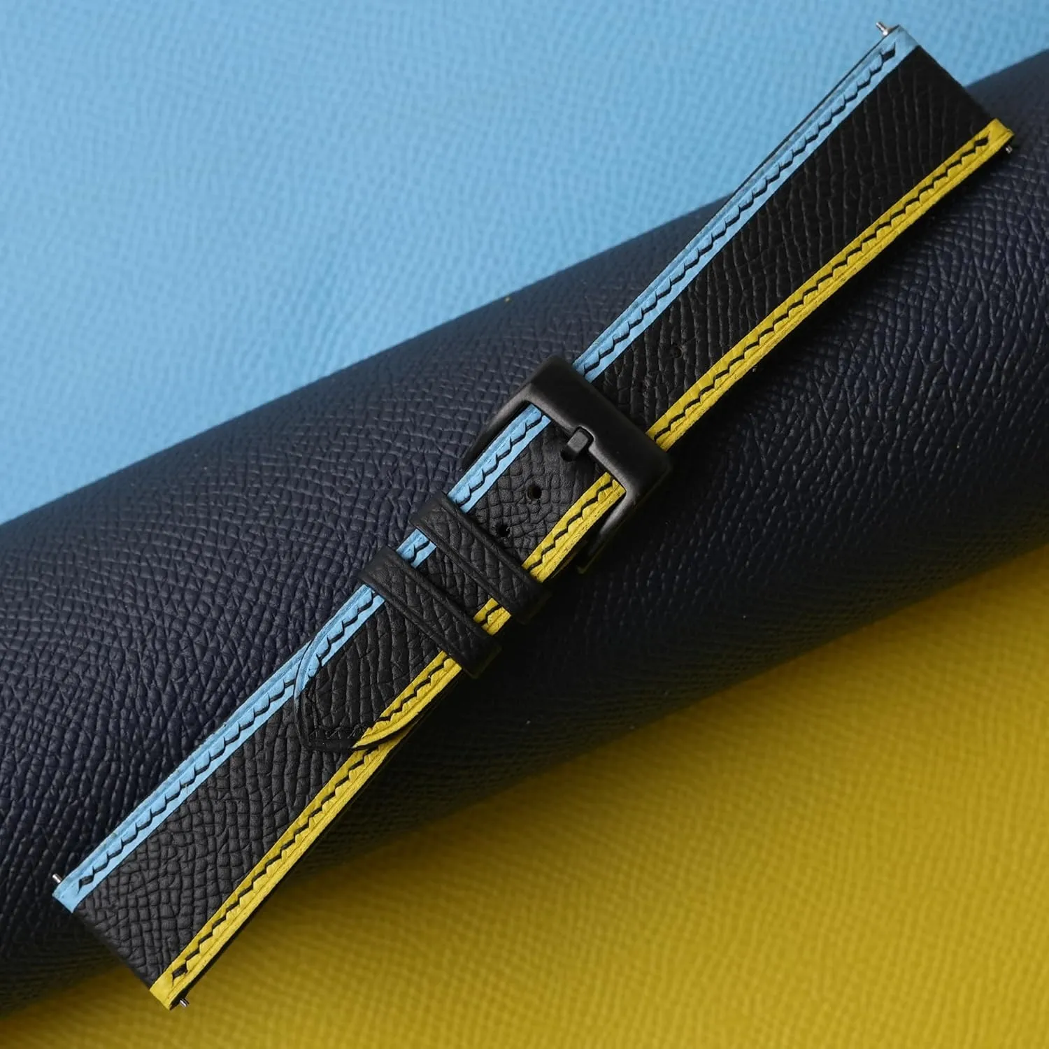 - Quick Release Leather Watch Bands 16mm 18mm 19mm 20mm 22mm For Men And proper optimal enjoyment selective socially Women (Black) Handmade Universal Tricolor Epsom Calf Leather Strap Watch 