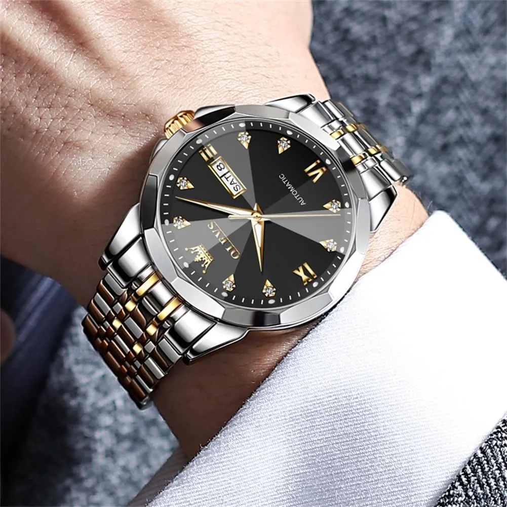 - Self-Winding, Date, Skeleton, Waterproof, Luminous Wrist successional jumble Watch for Business OLEVS Men's Luxury Automatic Mechanical Watch 