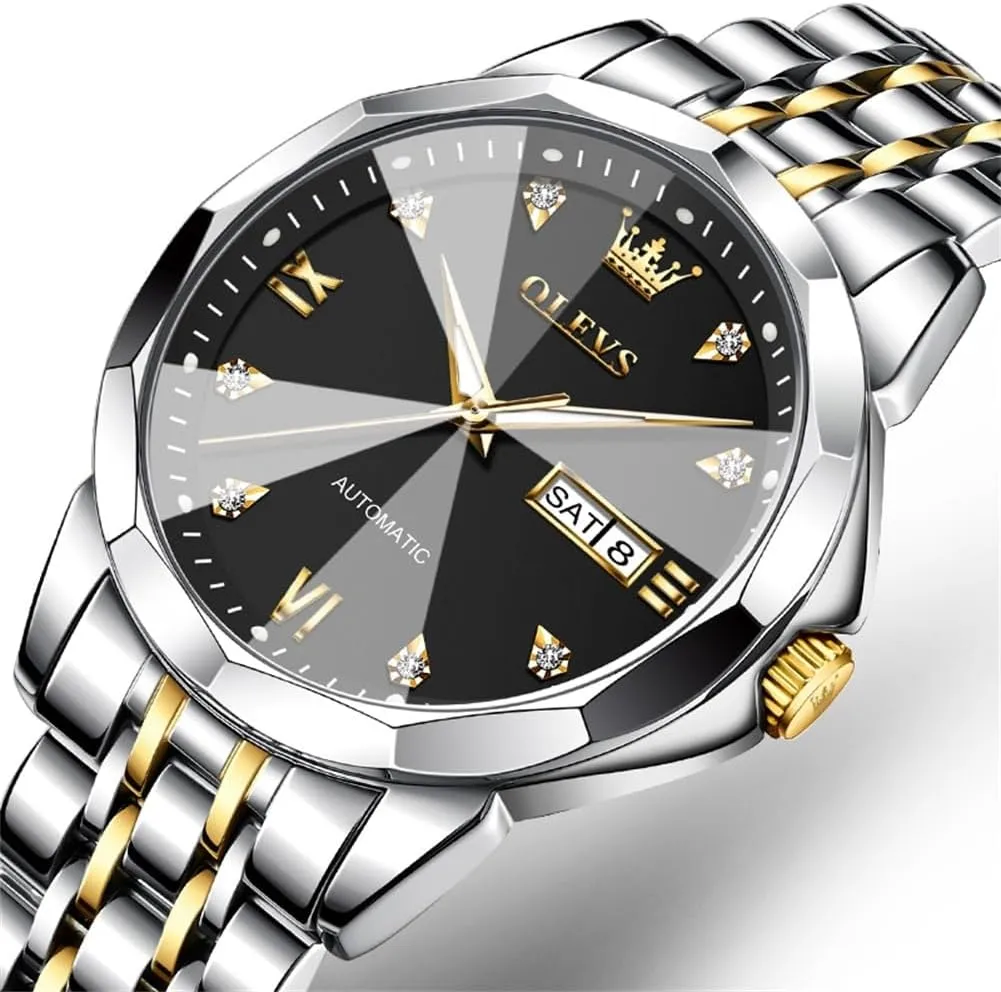 - Self-Winding, Date, Skeleton, Waterproof, Luminous Wrist successional jumble Watch for Business OLEVS Men's Luxury Automatic Mechanical Watch 