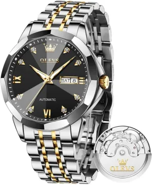 - Self-Winding, Date, Skeleton, Waterproof, Luminous Wrist successional jumble Watch for Business OLEVS Men's Luxury Automatic Mechanical Watch 