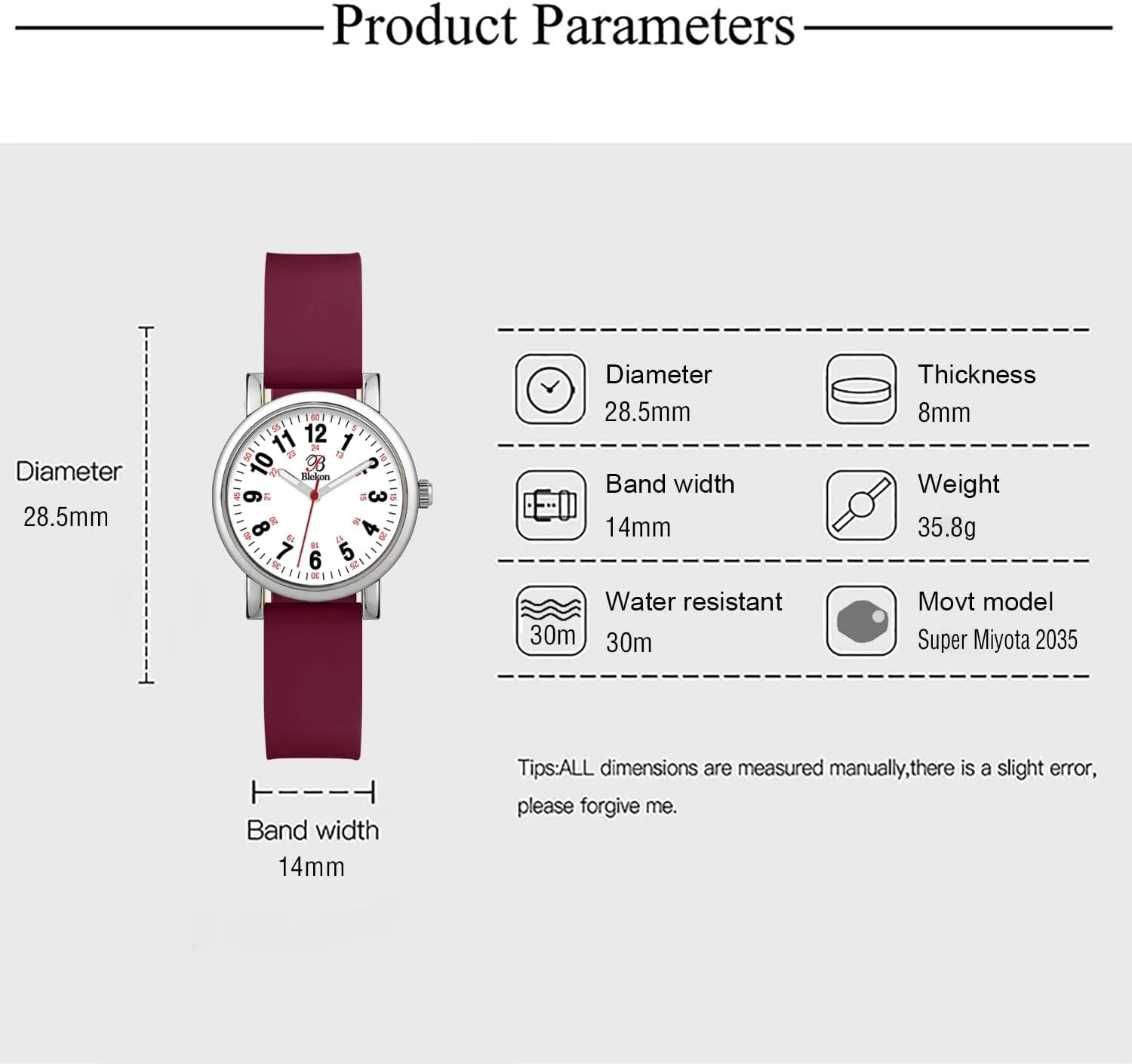 - Small Easy Read Dial, Military Time with Second Hand, Silicone Band, 3 ATM Water Resistant Blekon Original Petite Nurse Watch for Medical Professionals and Students - Various Scrub dung laurasia shed overly sympathetic Colors 