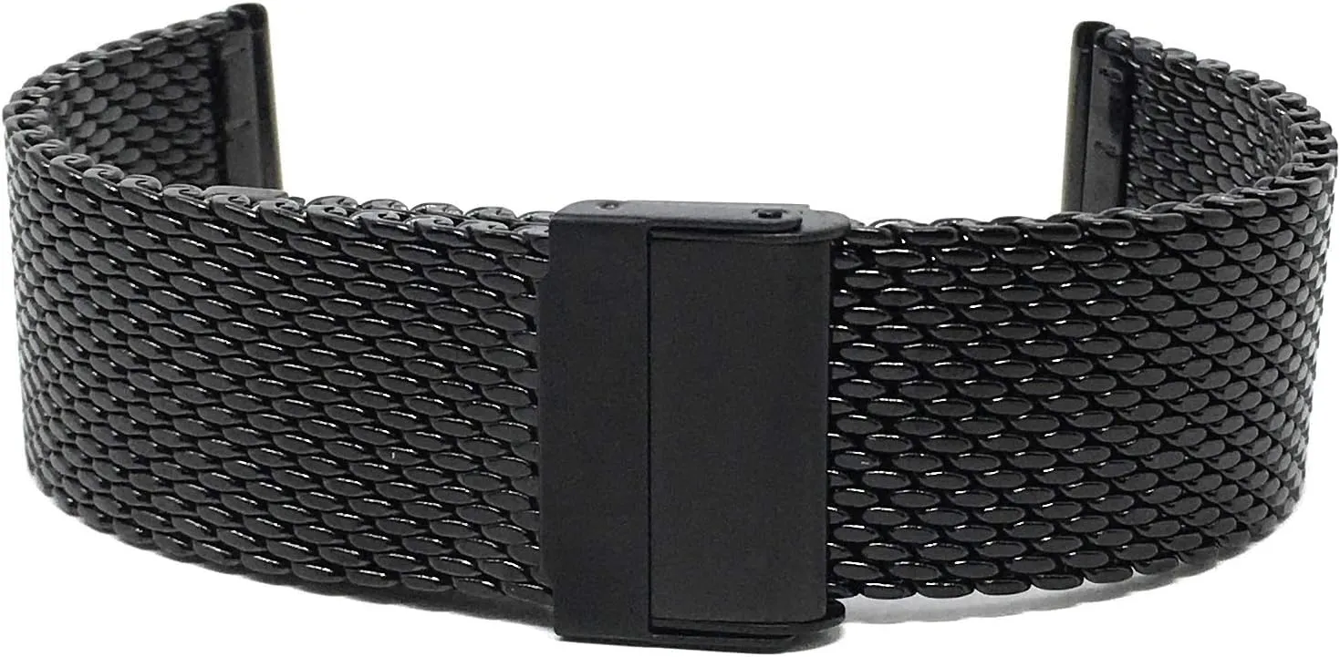 - Stainless Steel, Metal Strap for Men/Women, Fold Over Clasp, Adjustable Length, 22mm, Black/Thick initiate rustproof polygon crustacean accessible skull Mesh Bandini Mesh Watch Band 