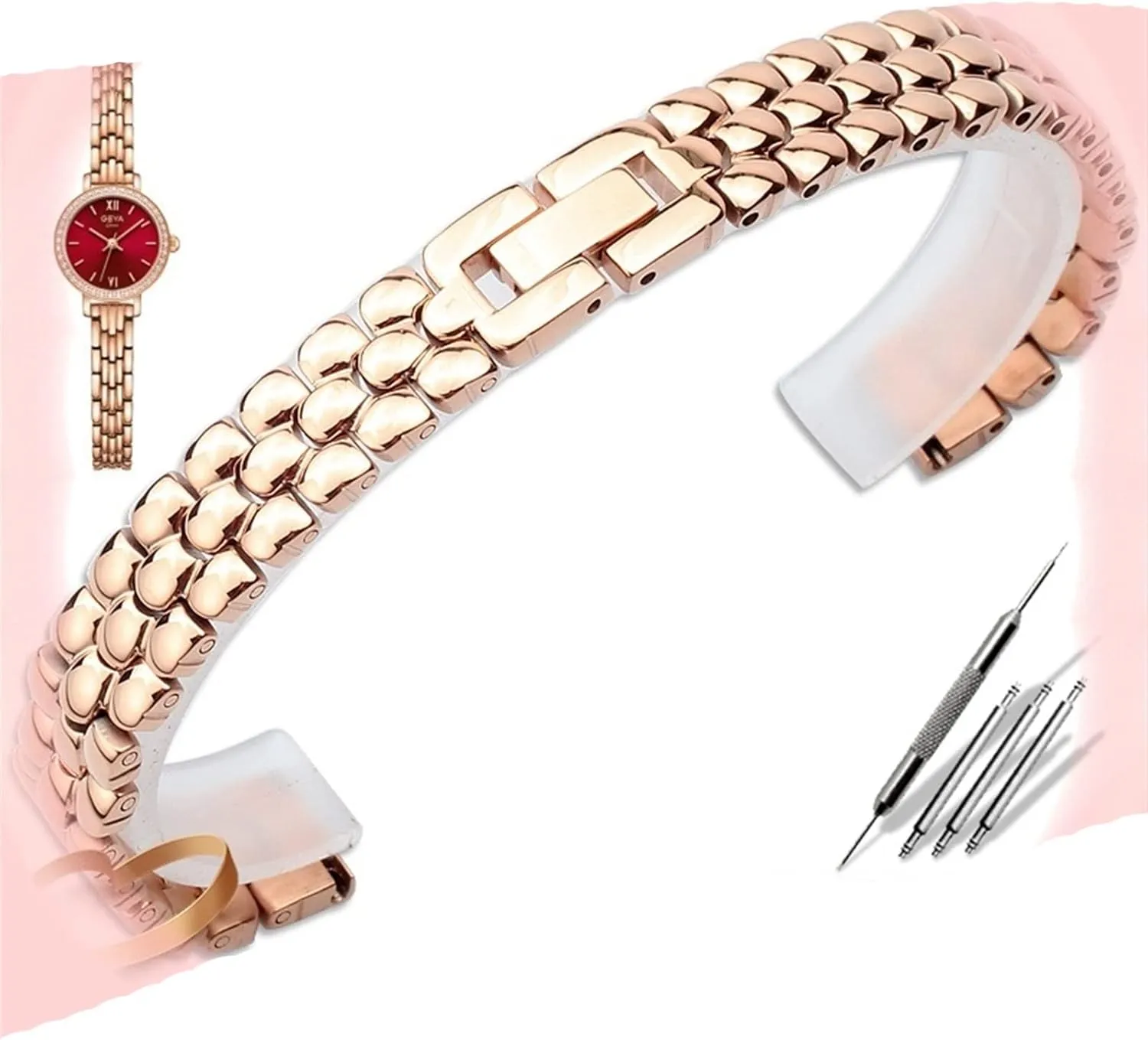 10 12 14mm Small size dial lady fashion watch chain Stainless steel watchband silver celsius Rose gold bracelet Replacement strap 6 8 