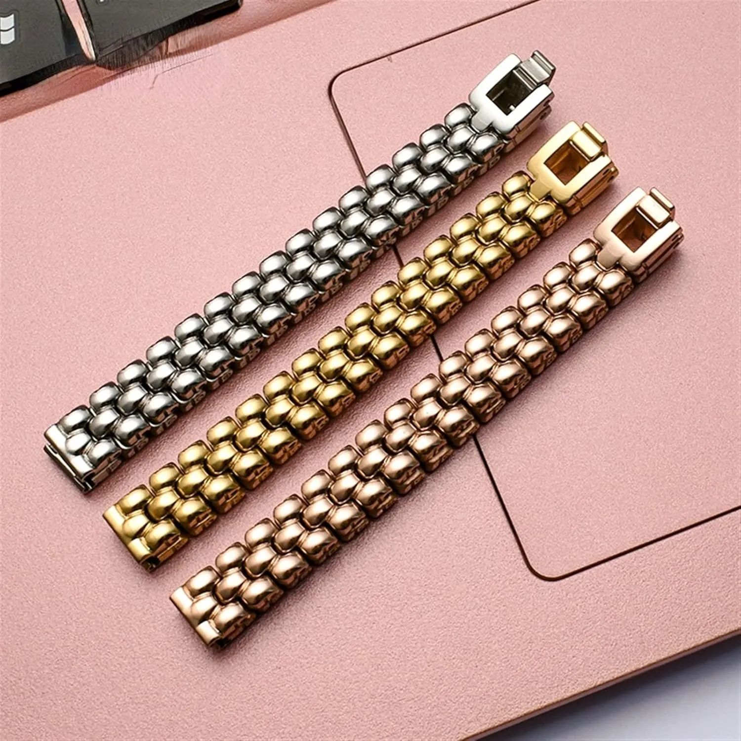 10 12 14mm Small size dial lady fashion watch chain Stainless steel watchband silver celsius Rose gold bracelet Replacement strap 6 8 