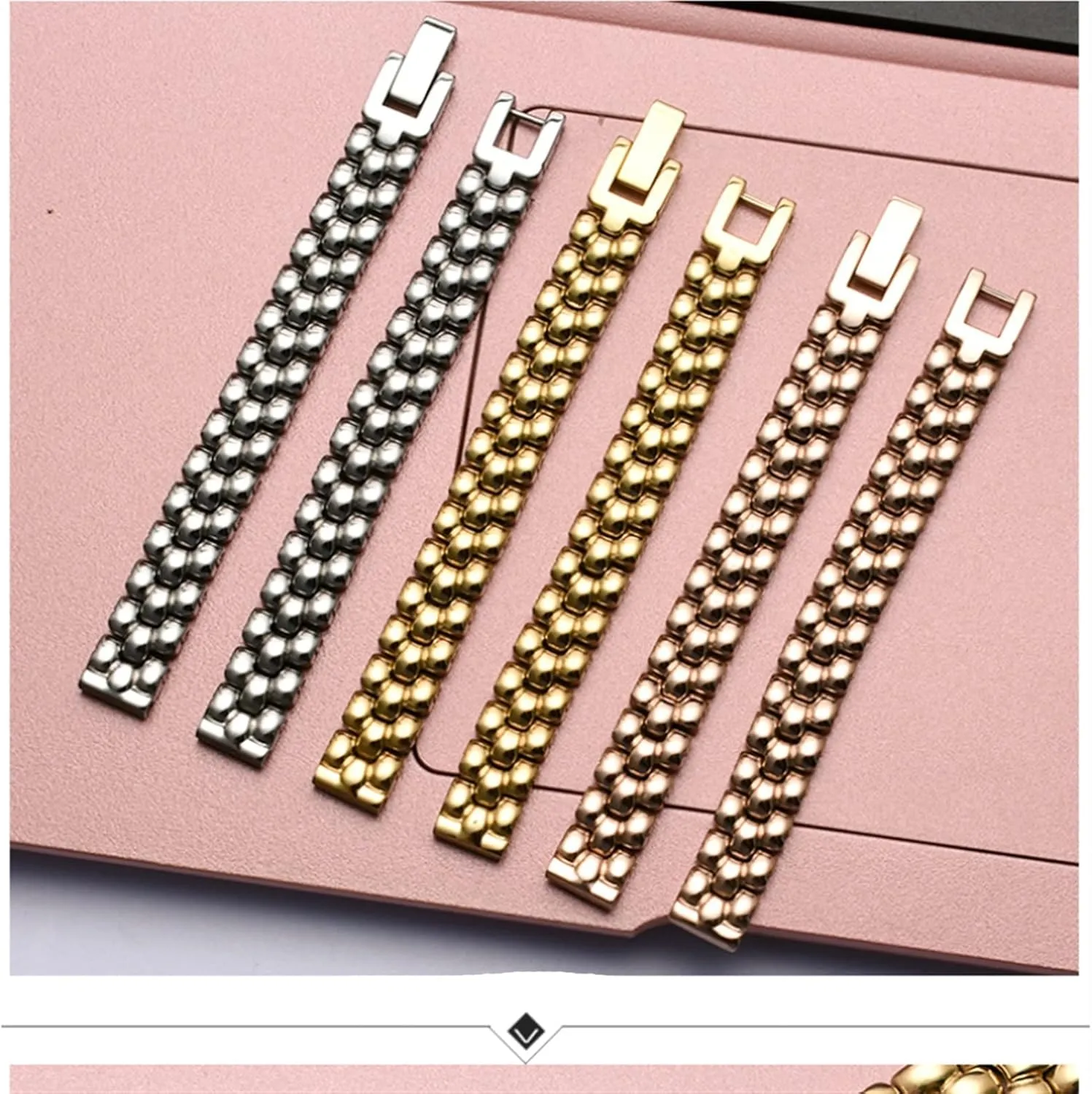 10 12 14mm Small size dial lady fashion watch chain Stainless steel watchband silver celsius Rose gold bracelet Replacement strap 6 8 