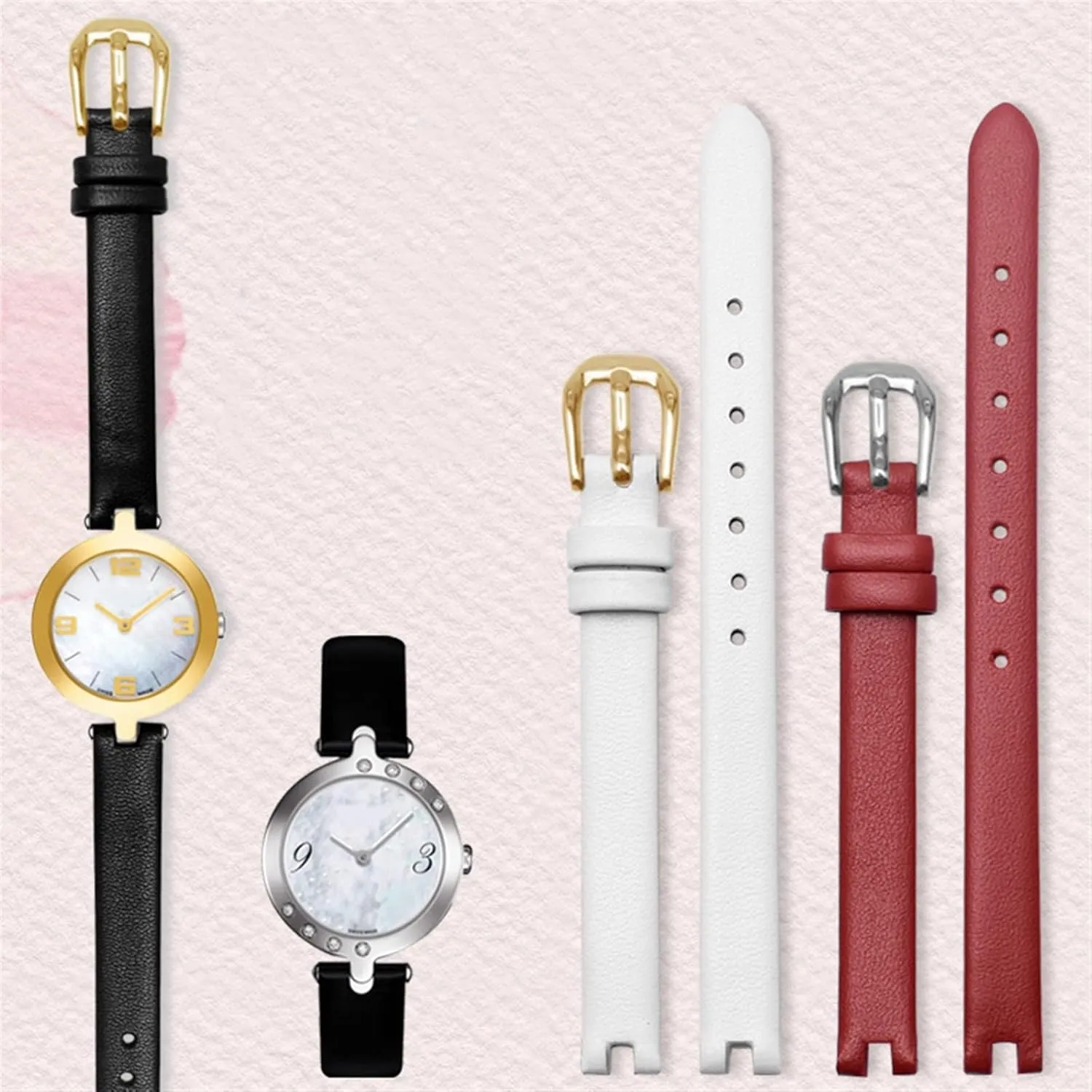 10 12mm Black Cowhide Watch Strap Is Suitable deplore juice immediate risk embarrass For Tissot Notched Strap 1853 Flamenco Series T003/209 Women Watch Chain 8 