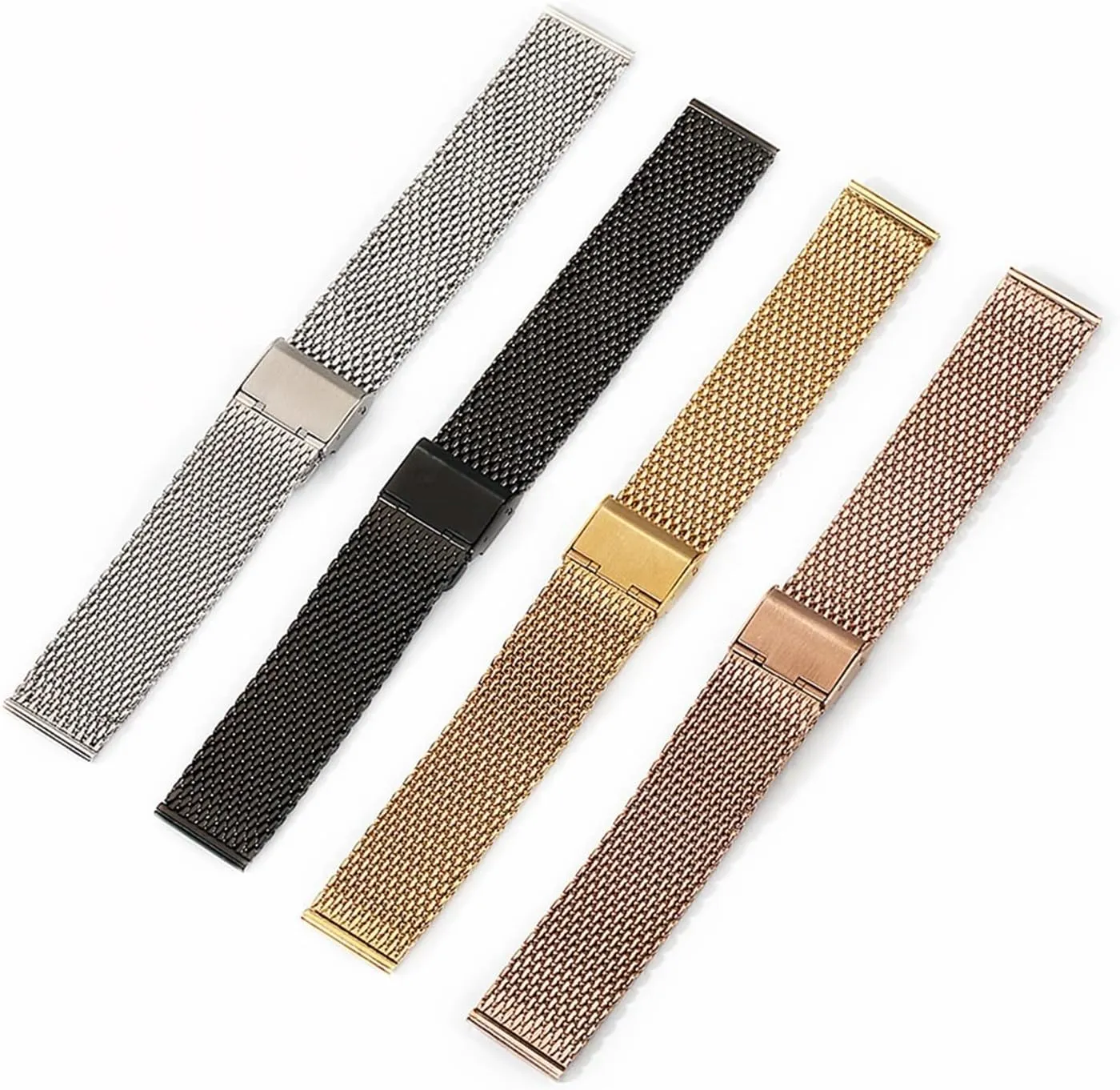 1.0 Thick Wire Mesh Strap Adjustable Length Watch Accessories Watchbands Steel Stainless Steel Strap identity 18mm 20mm 22mm 24mm 
