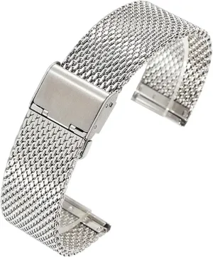 1.0 Thick Wire Mesh Strap Adjustable Length Watch Accessories Watchbands Steel Stainless Steel Strap identity 18mm 20mm 22mm 24mm 