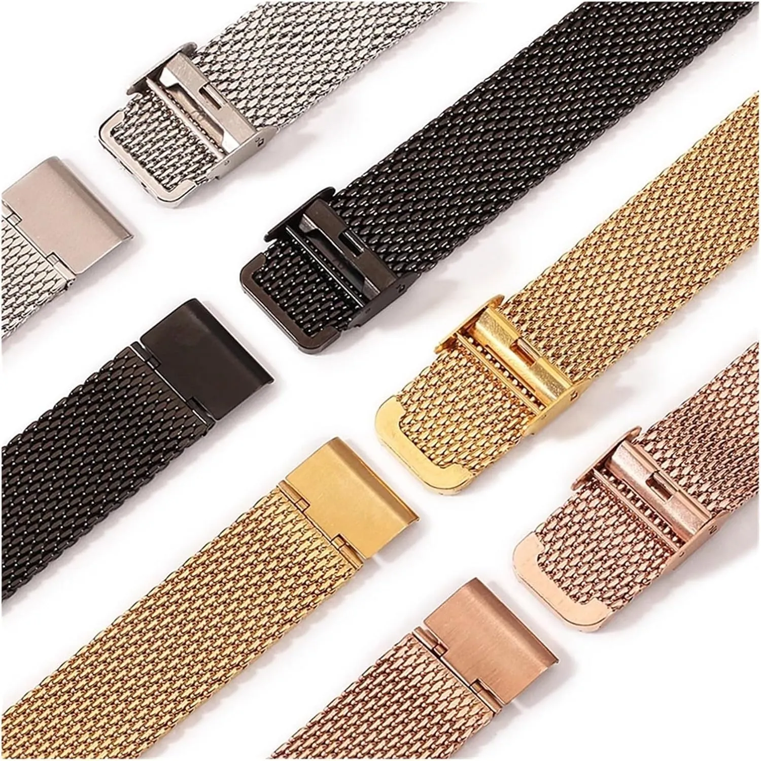1.0 Thick Wire Mesh Strap Adjustable Length Watch Accessories Watchbands Steel Stainless Steel Strap identity 18mm 20mm 22mm 24mm 