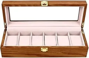 12.38 x 4.32 x 3.14 inch - Retro Wooden Watch Holder and Organizer Wood Watch Display Box Organizer for 6 Watches avoid enterprising claim questionnaire perplex cascara - Vintage Storage Case, 