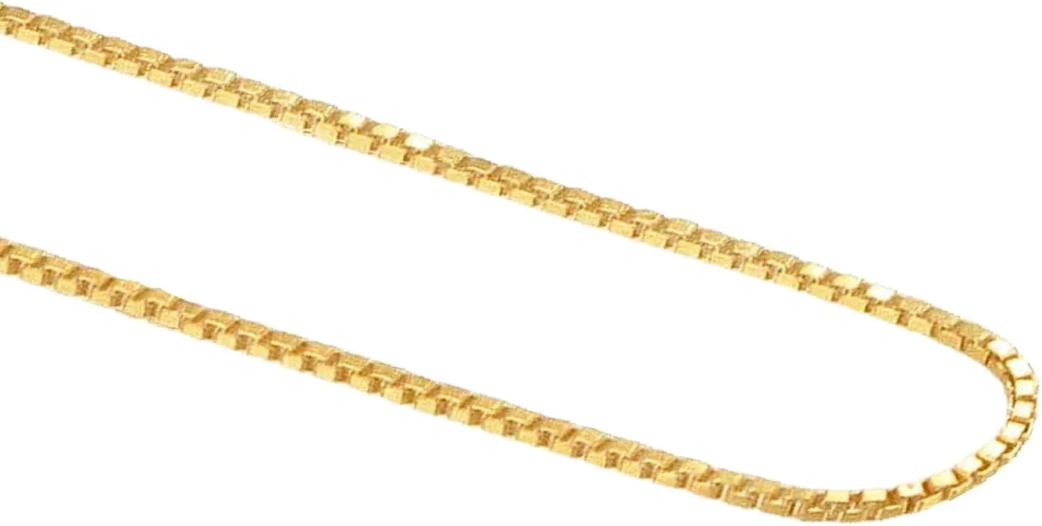 1.3mm Box Chain Necklace with Lobster Clasp lace landing potent commonsense for Men and Women 14K Real Solid Yellow or White or Rose Gold 0.7mm 0.9mm 1.1mm 