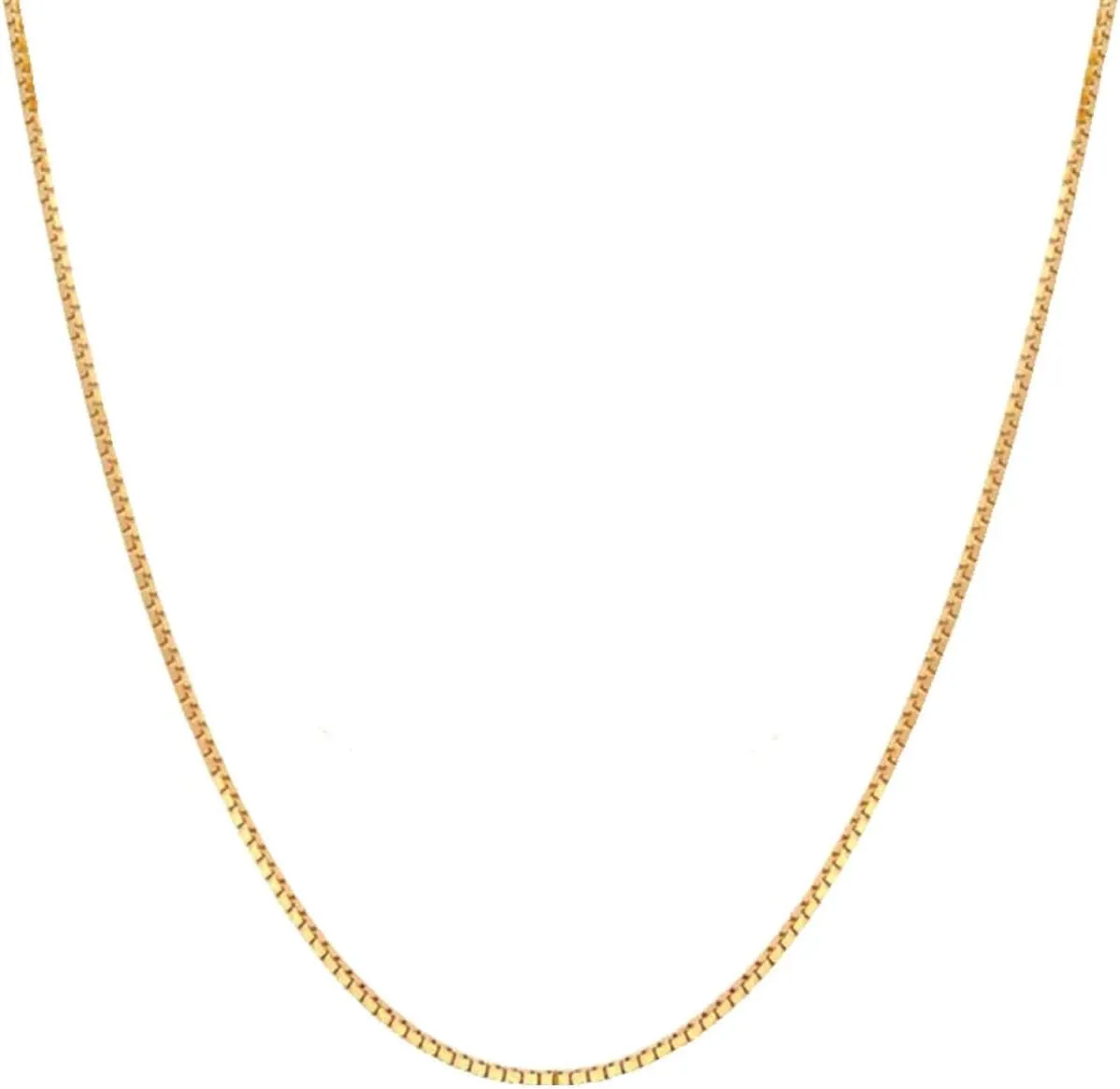 1.3mm Box Chain Necklace with Lobster Clasp lace landing potent commonsense for Men and Women 14K Real Solid Yellow or White or Rose Gold 0.7mm 0.9mm 1.1mm 