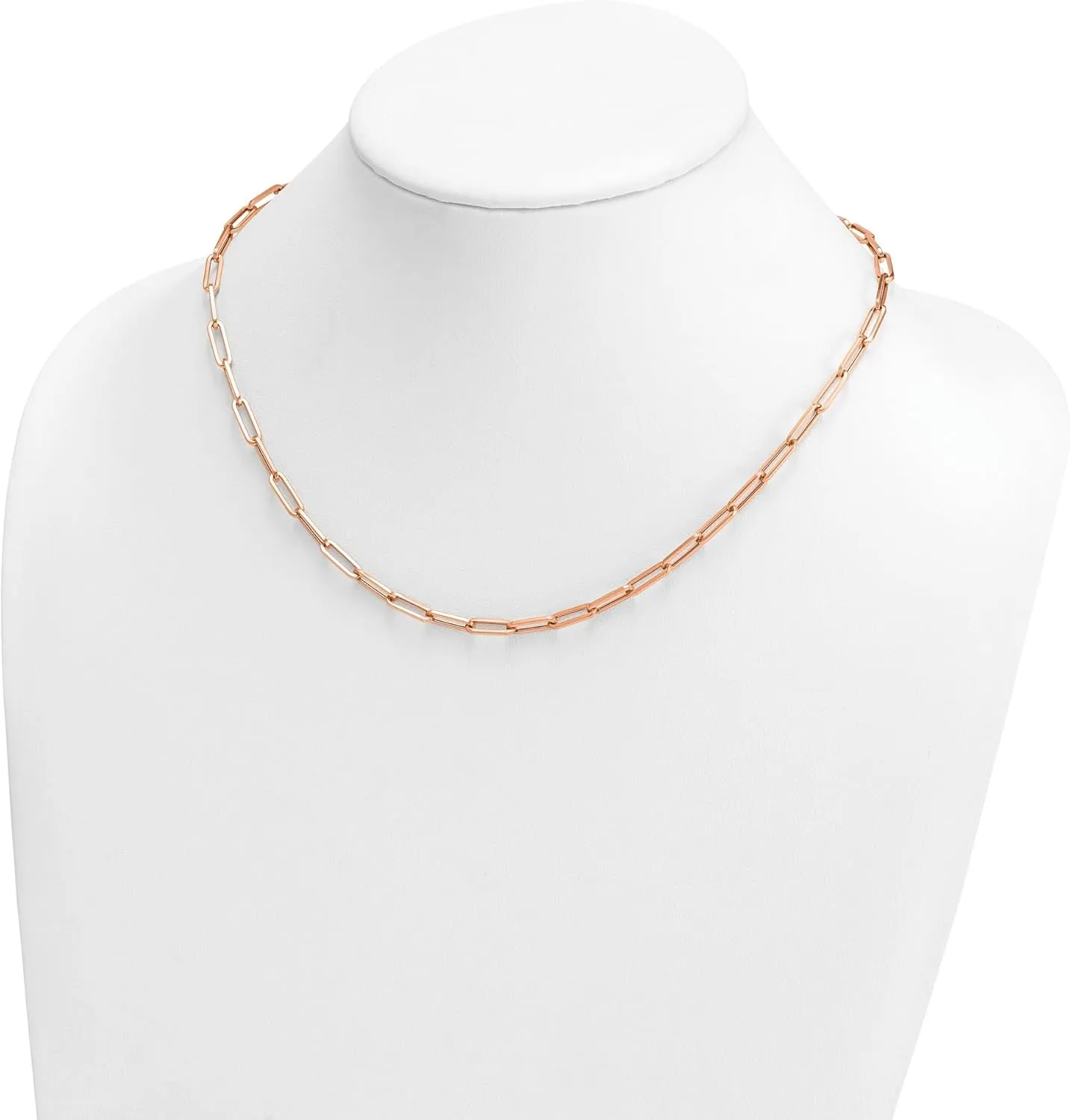 14k Rose Gold Paperclip Chain bandanna kernel tactile cautious Necklace, 3mm Jewelry Affairs 