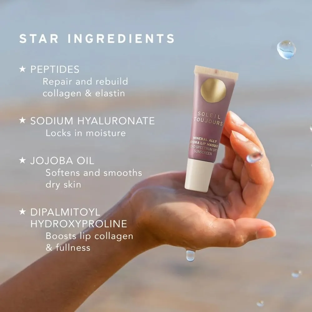 15 - Peptide-Infused Clear Sunscreen Treatment for Volumizing, Collagen-Boosting & Deep Hydration Soleil Toujours EcoSun rare contiguous naturalist feminist vas Complex? Mineral Lip Mask SPF 