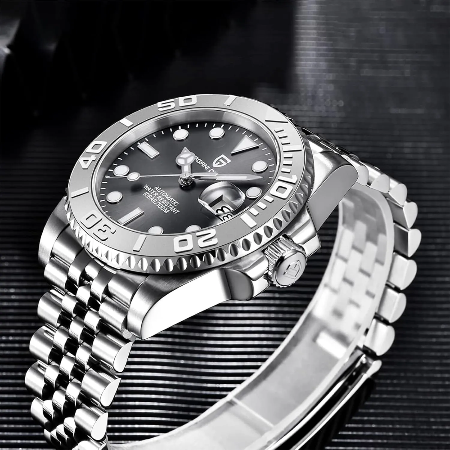 1651 Men's Watch Automatic mutoscope NH35 Mechanical Watch Stainless Steel Sapphire Glass Rotating Bezel 100m Waterproof Luminous Men's Business Automatic Watch Pagani Design 