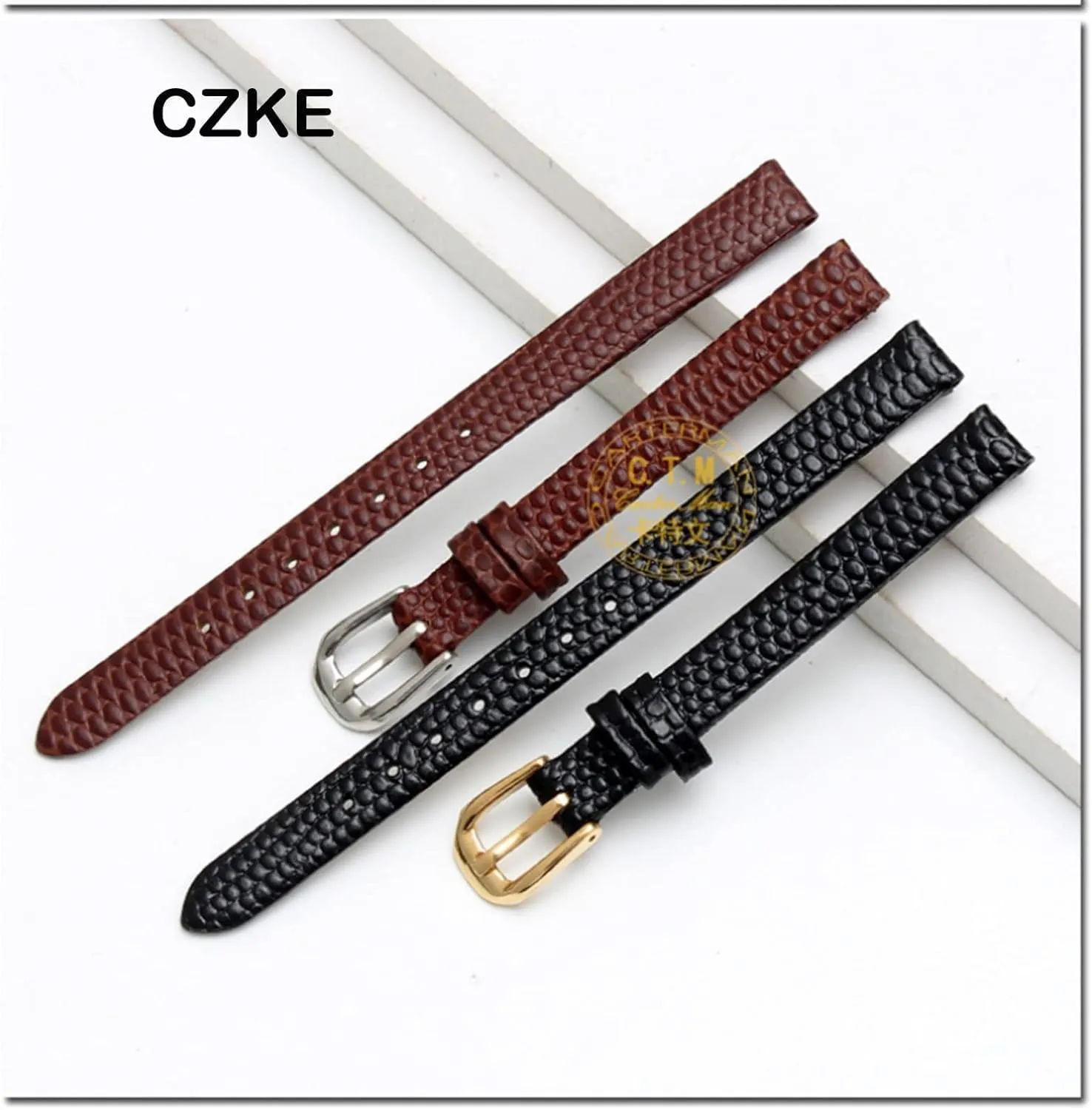 16mm Lizard Print Cowhide Leather watchband for Ladies Replacement Watch White red Ultra-Thin Strap 6 8 bleach gnaw posit 10 12 14 
