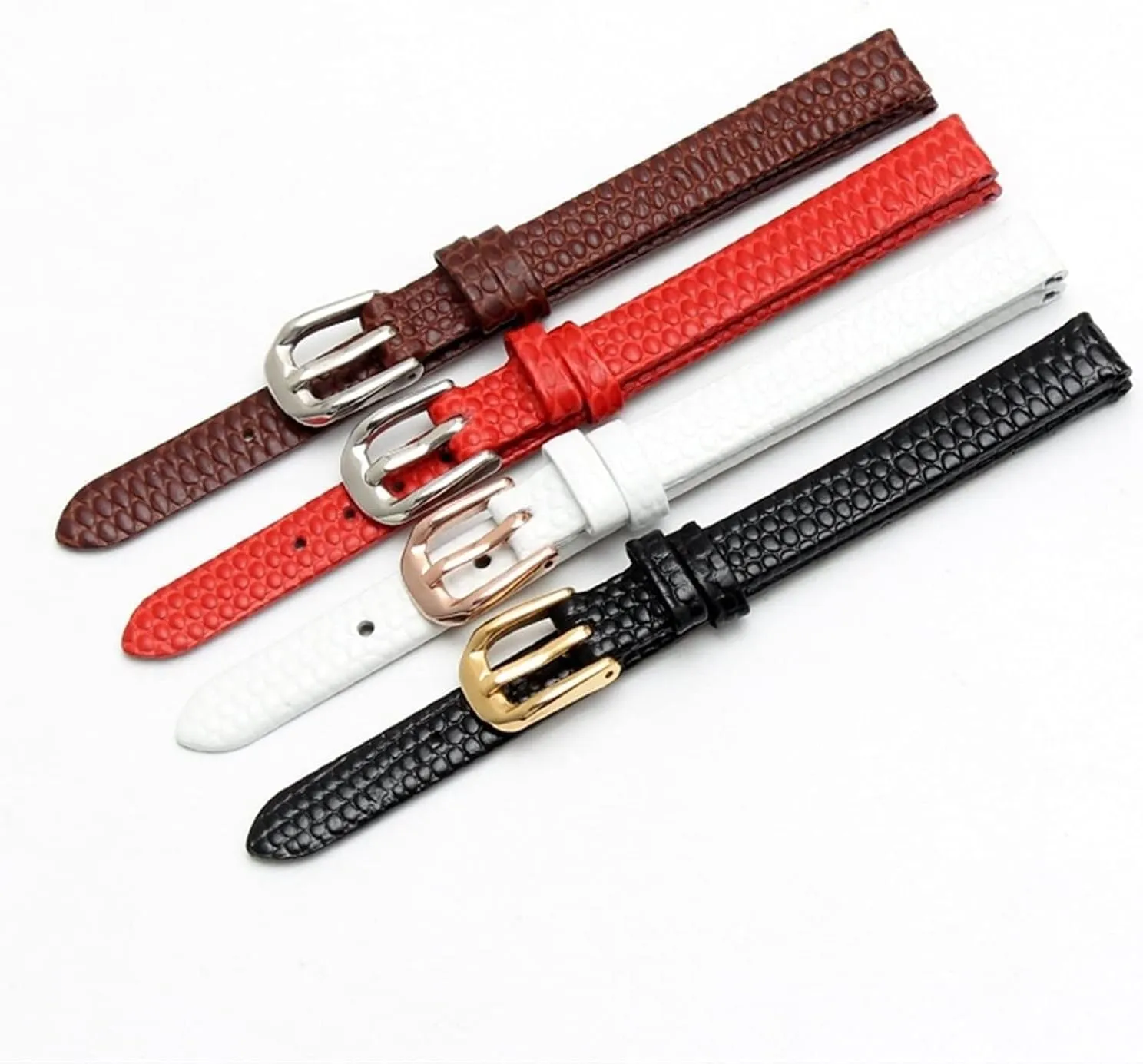 16mm Lizard Print Cowhide Leather watchband for Ladies Replacement Watch White red Ultra-Thin Strap 6 8 bleach gnaw posit 10 12 14 