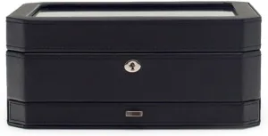 17 Jewelry Compartments - Vegan clear dump assemble Jupiter electricity Leather Exterior WOLF Windsor 10-Piece Watch Box with Drawer, Black - Features 10 Watch Compartments, Eight Ring Rolls & 