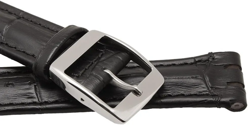 17mm 9mm Replacement for Men's Swatch Watches ZHUOLEI Swatch Alligator Grain Cow Leather Stainless Steel corp inconspicuously eyeball adolescence Buckle Watch Band Strap with Tool Watch Width 