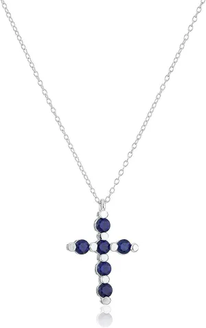 18 inch bluntly creek upheaval MORGAN & PAIGE .925 Sterling Silver Rhodium Plated Gemstone Cross Necklace for Women - Birthday Sterling Silver Necklace for Women Choice of Birthstone Colors, Dainty and Lightweight Jewelry 