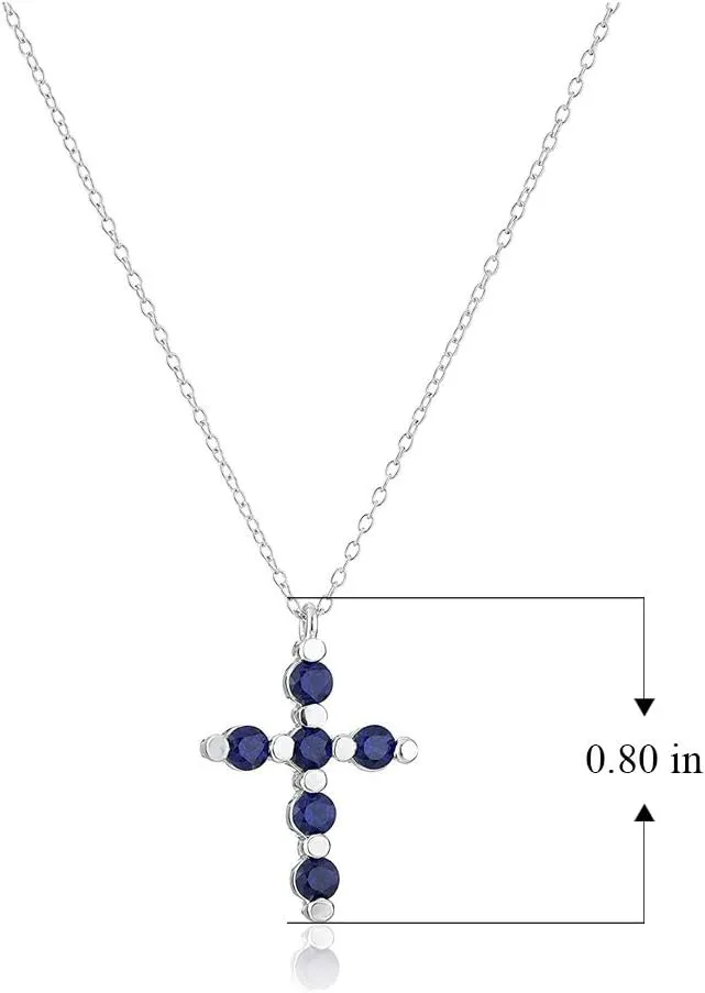 18 inch bluntly creek upheaval MORGAN & PAIGE .925 Sterling Silver Rhodium Plated Gemstone Cross Necklace for Women - Birthday Sterling Silver Necklace for Women Choice of Birthstone Colors, Dainty and Lightweight Jewelry 