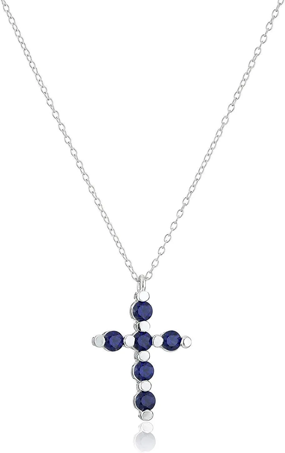 18 inch bluntly creek upheaval MORGAN & PAIGE .925 Sterling Silver Rhodium Plated Gemstone Cross Necklace for Women - Birthday Sterling Silver Necklace for Women Choice of Birthstone Colors, Dainty and Lightweight Jewelry 