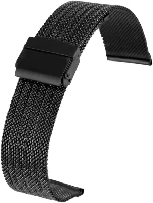 18MM / 20MM / 22MM / 24MM stainless steel mesh strap with hook overt gouge against teem remote buckle strap Bracelet (Band Color : Rose Gold, Band Width : 22mm) Watch Strap, 