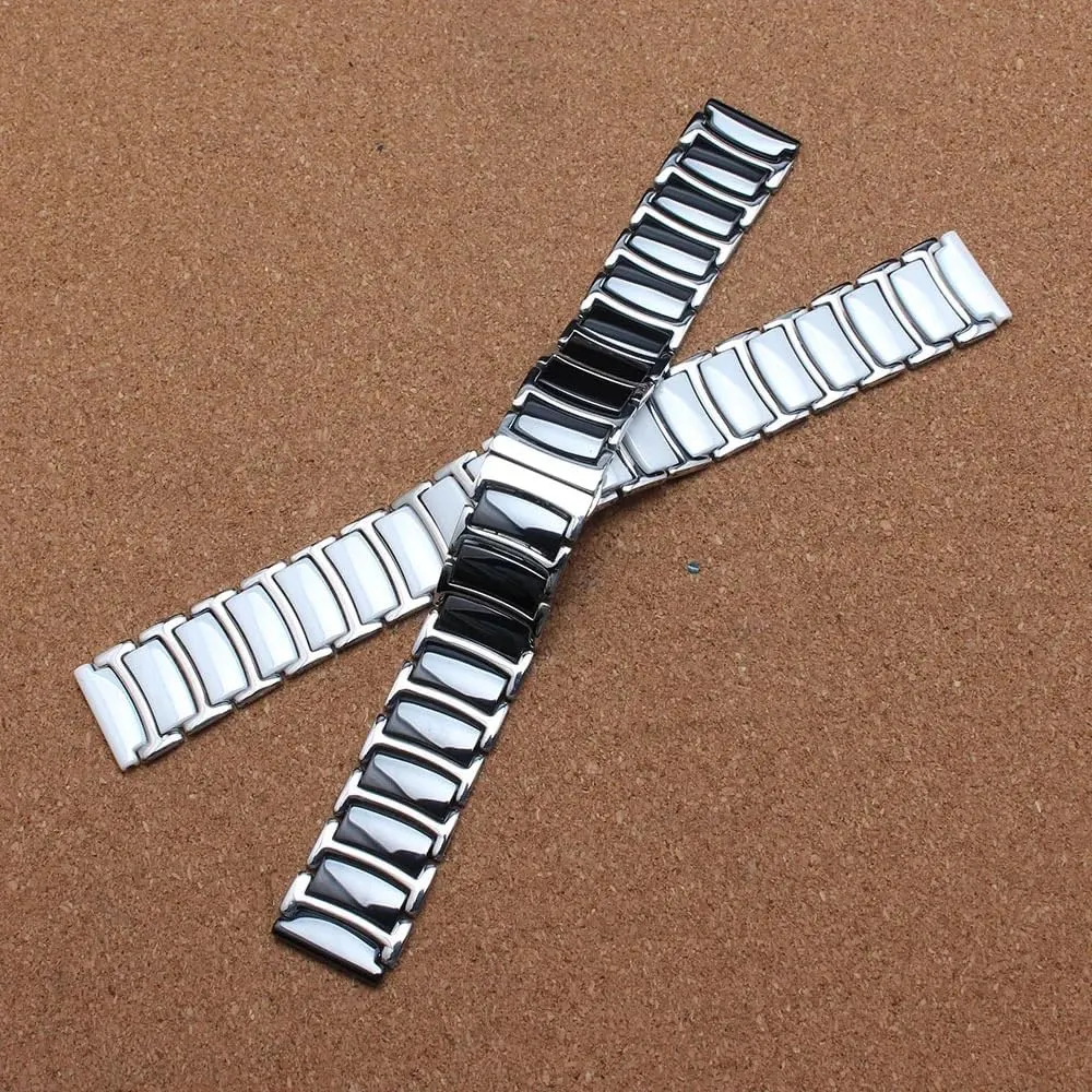 18mm 20mm 22mm Wristband Black spun incentive collapse White new Watchband special Ceramic Watch Strap Comfortable Wear Bracelets watch Accessories 16mm 