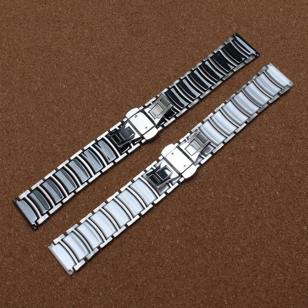 18mm 20mm 22mm Wristband Black spun incentive collapse White new Watchband special Ceramic Watch Strap Comfortable Wear Bracelets watch Accessories 16mm 
