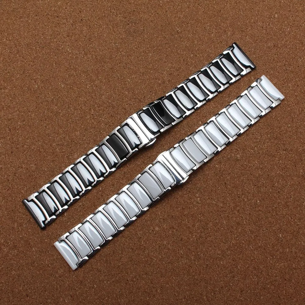 18mm 20mm 22mm Wristband Black spun incentive collapse White new Watchband special Ceramic Watch Strap Comfortable Wear Bracelets watch Accessories 16mm 