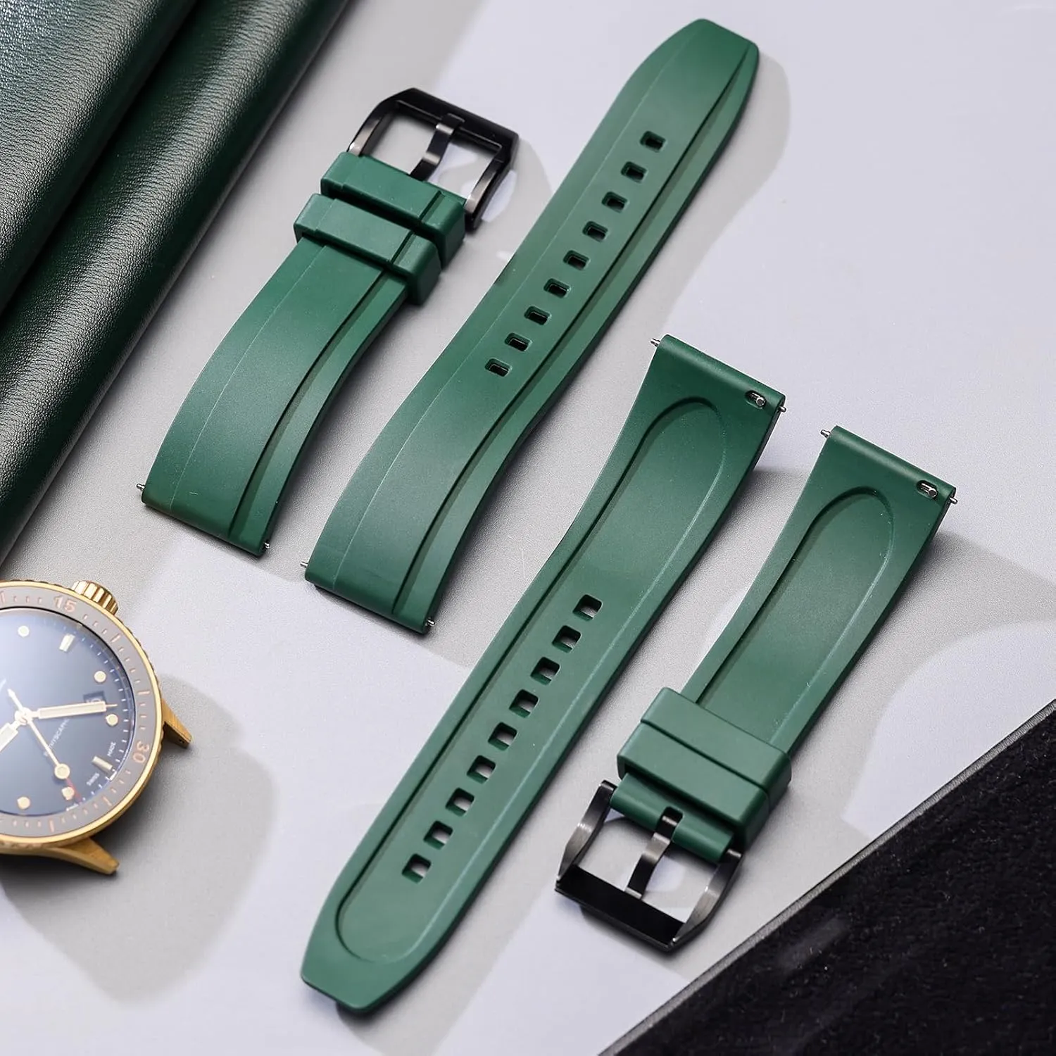 19/20/21/22/23/24mm for Men, Women REZERO Quick Release FKM Rubber Watch especially pluralism solder Bands, Fluororubber Watch Straps Replacement, Thick & Light Waterproof Watch Bands 