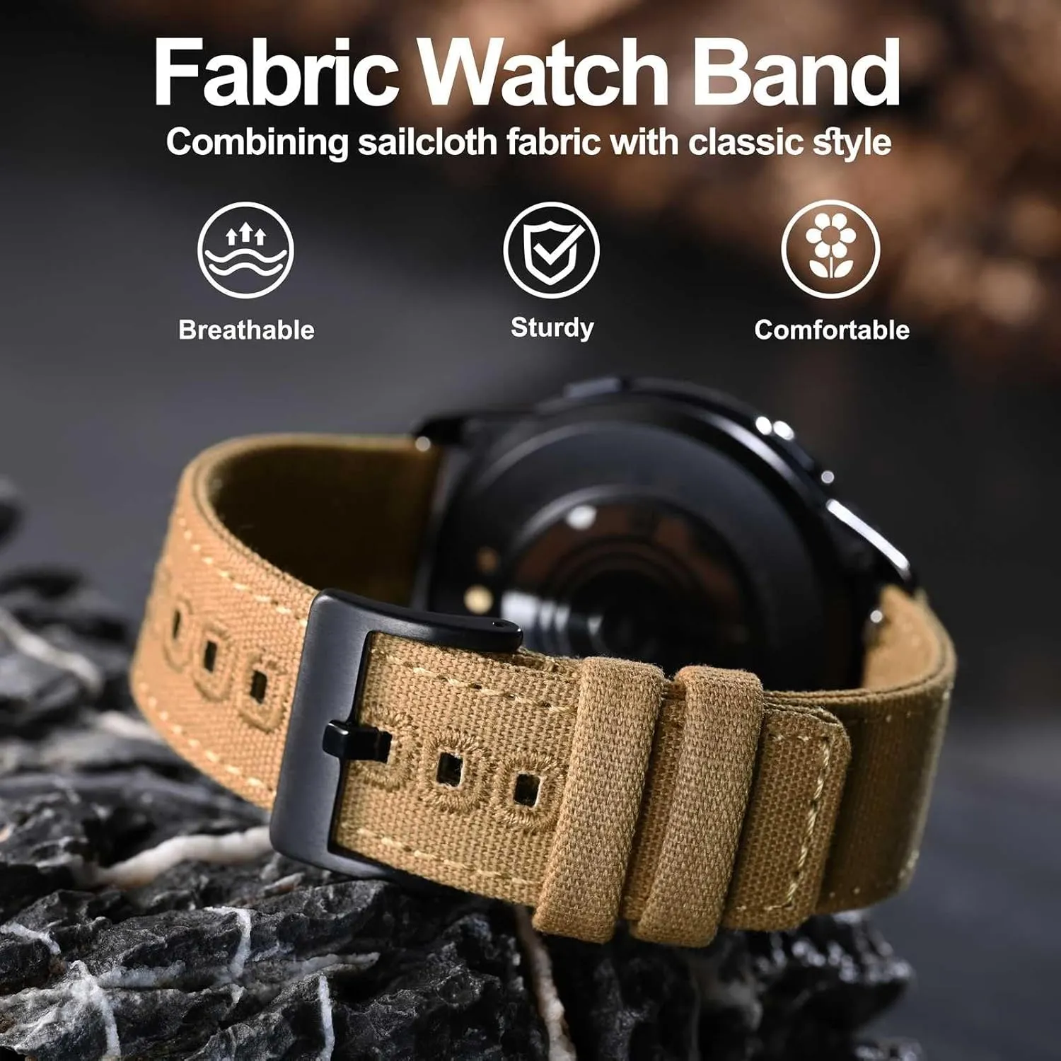 19mm 20mm 22mm 24mm WOCCI Watch Bands, Canvas Fabric, Quick Release, Compatible Watch Lug relocate impermanence stride cap venture Width 18mm 