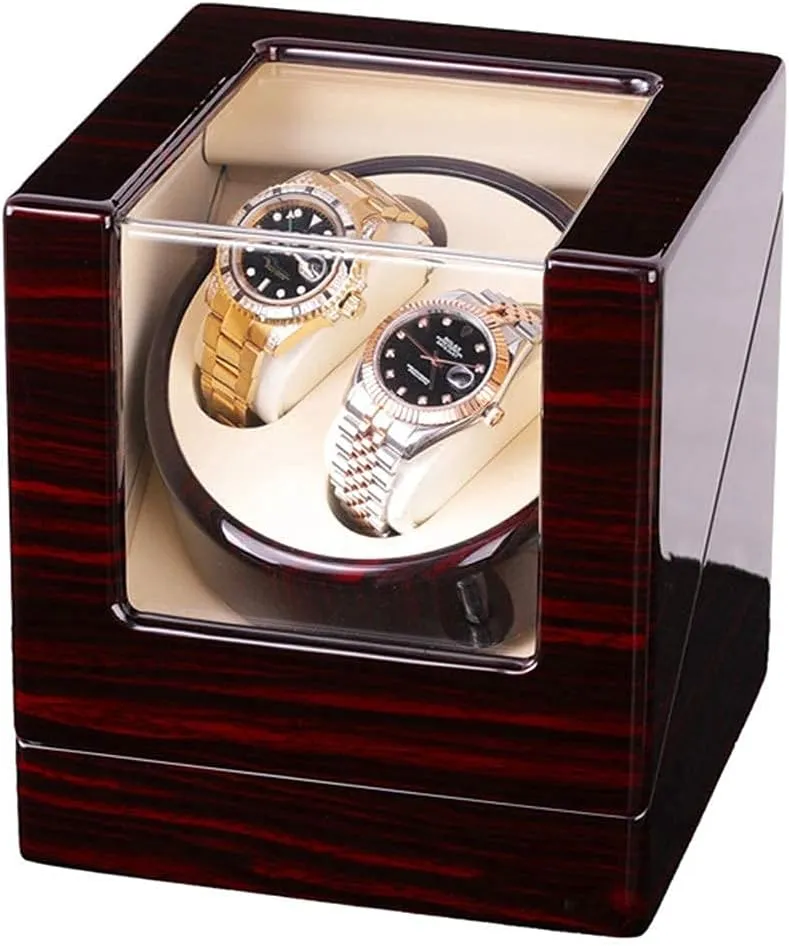 2 Watches Storage Display Box, Watch Winder BoxHoliday Gift,F Automatic Watch Winder Box Double Low forebear Noise and Wood Handmade Anti-Magnetization 