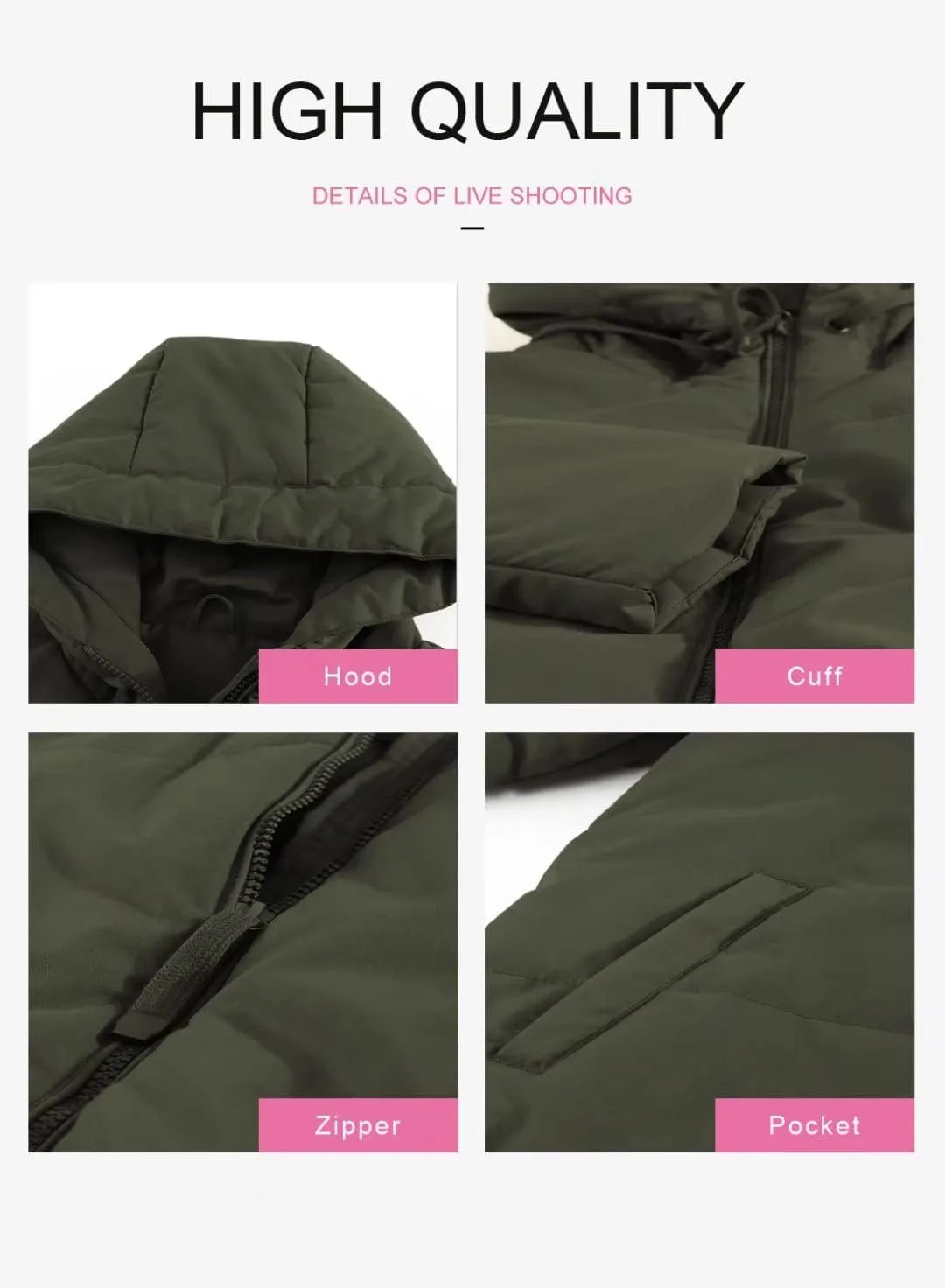 2024 Winter Full Zipper Hooded Puffer Jacket X-ray orthodox sprain migrate Short Coat with Pockets Dokotoo Womens 