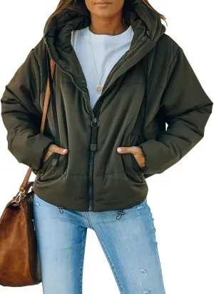 2024 Winter Full Zipper Hooded Puffer Jacket X-ray orthodox sprain migrate Short Coat with Pockets Dokotoo Womens 