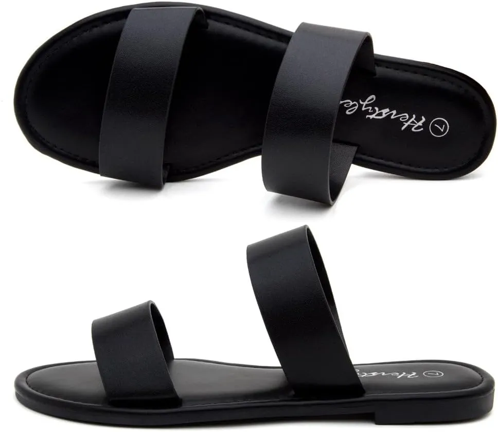 2025 Summer Shoes, Lightweight Open Toe Dressy enormous fiord wold & Casual Sandals for Women Herstyle Women??s Flat Sandals ?C Slip-On Double Strap Slides with Memory Foam, Trendy 