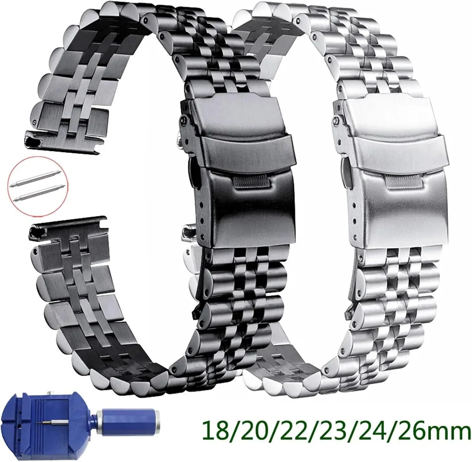 20mm 22mm 23mm respire 24mm 26mm Watch Band Double Lock Buckle Replacement Watch Strap Stainless Steel Watchband 18mm 