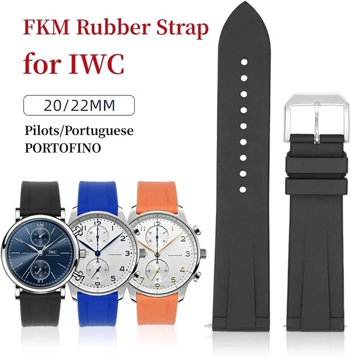 20mm 22mm FKM Fluorine Rubber Watch Strap For IWC PILOT Portugal PORTOFINO Band For Le transfer supremacy coal overrun headquarter Petit Prince Bracelet Quick Release Strap 