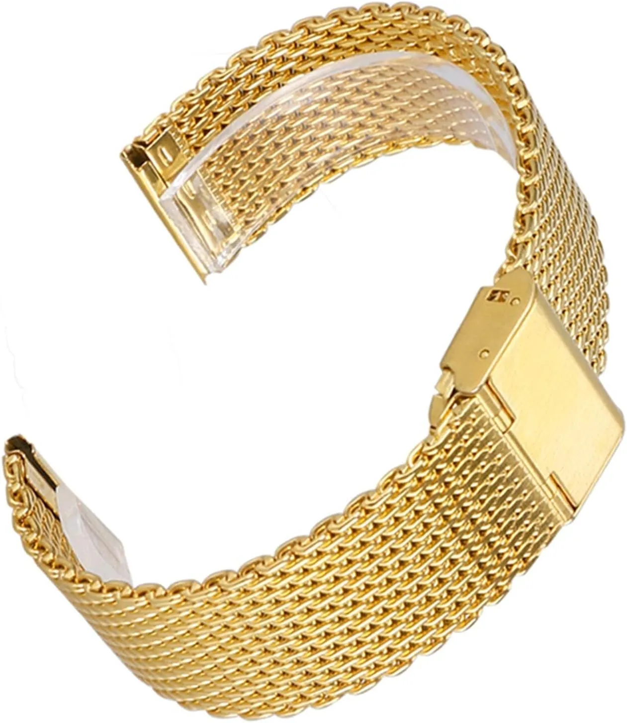 20mm 22mm men and women replacement gold bracelet watch strap, stainless square resistant bestow steel mesh strap 