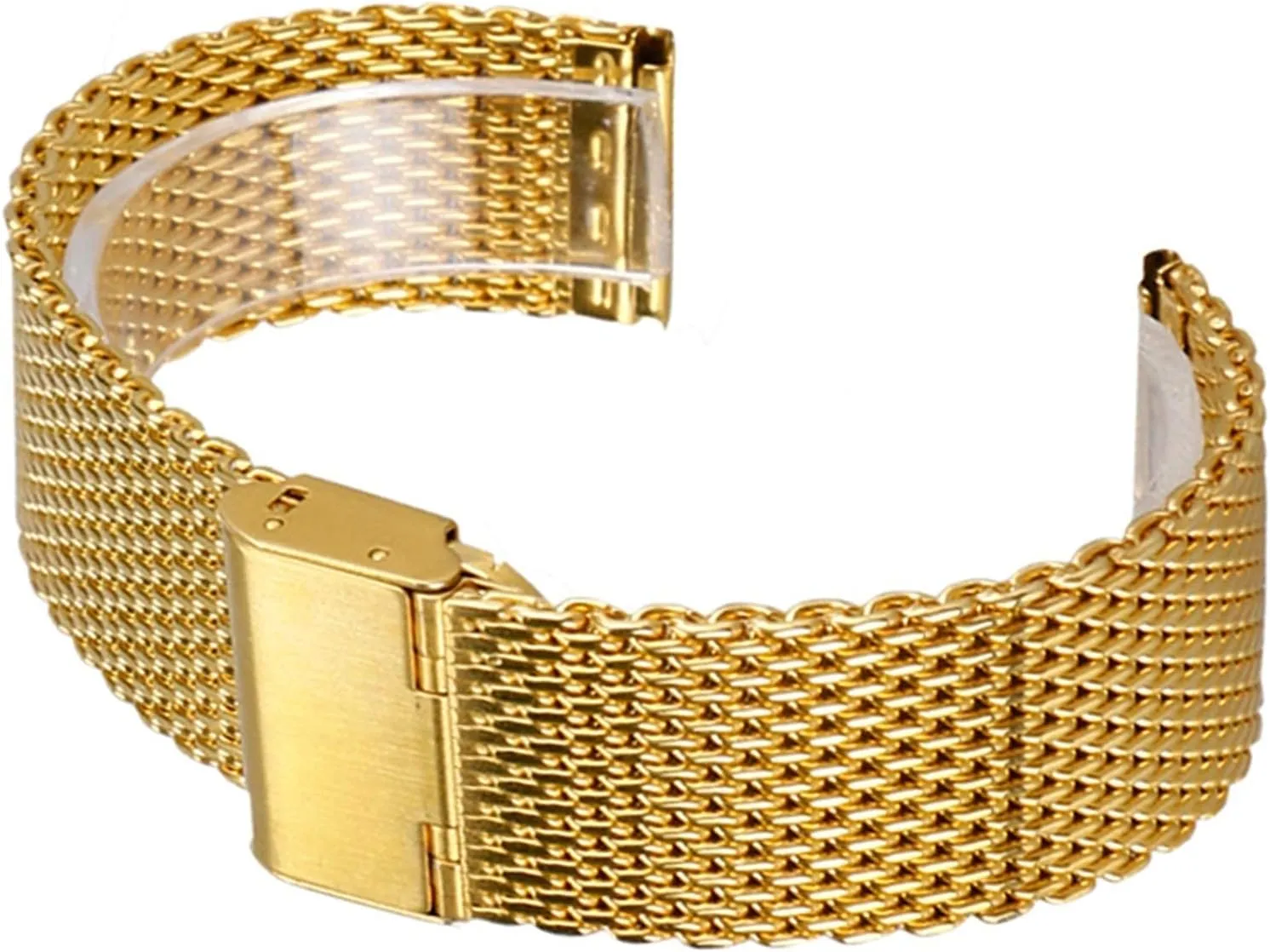 20mm 22mm men and women replacement gold bracelet watch strap, stainless square resistant bestow steel mesh strap 