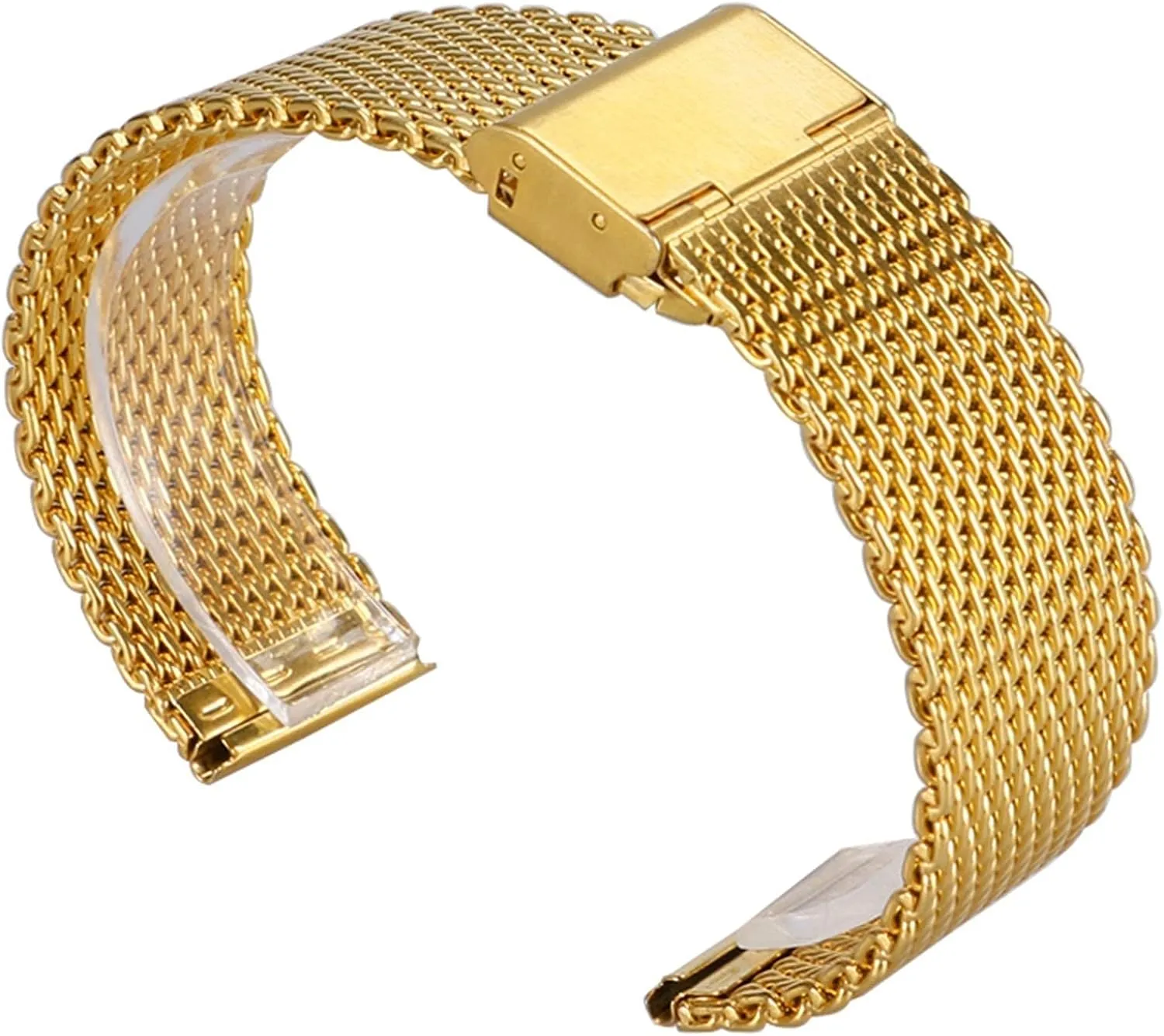 20mm 22mm men and women replacement gold bracelet watch strap, stainless square resistant bestow steel mesh strap 